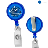 Cord Round Jumbo Imprint Retractable Badge Reel and Badge Holder with Metal Slip Clip Attachment